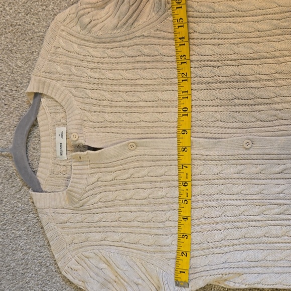 Hollister Cream Cable Knit Cardigan Womens M Medium Cotton Blend - Picture 7 of 7